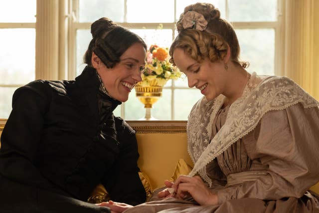 Suranne Jones as Anne Lister (left) and Sophie Rundle as Ann Walker in Gentleman Jack, on BBC1