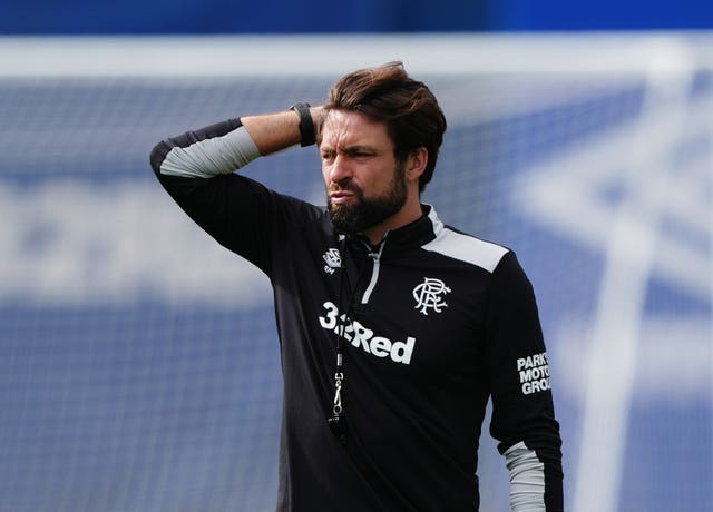 Russell Martin put his hands through his hair during the training session