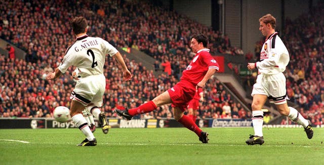 Robbie Fowler, centre, had two spells at Liverpool as a player