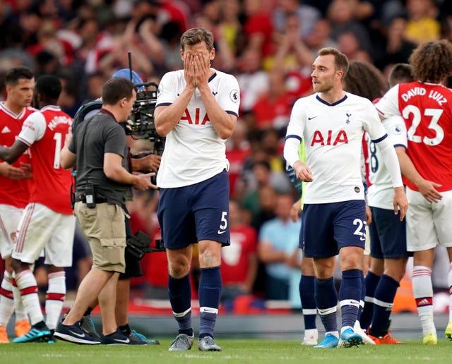Vertonghen could not help Tottenham to a first league win at Arsenal since 2010.