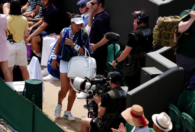 Jessica Pegula leaving after losing her match