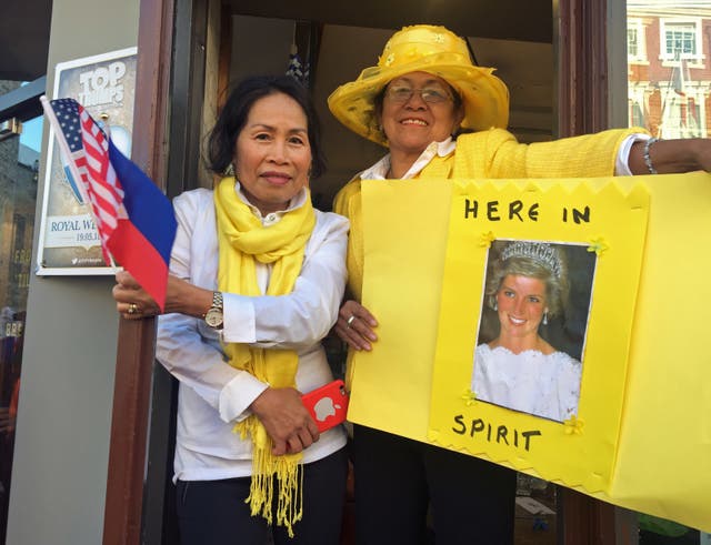 Diana tribute: Adela Welch, 63 (left), and Leila Souza, 67, from Tampa, Florida, show their love for Diane, Princess of Wales (Henry Vaughan/PA)
