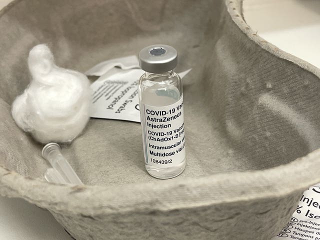 A general view of a vial of the AstraZeneca Covid-19 vaccine (Liam McBurney/PA)