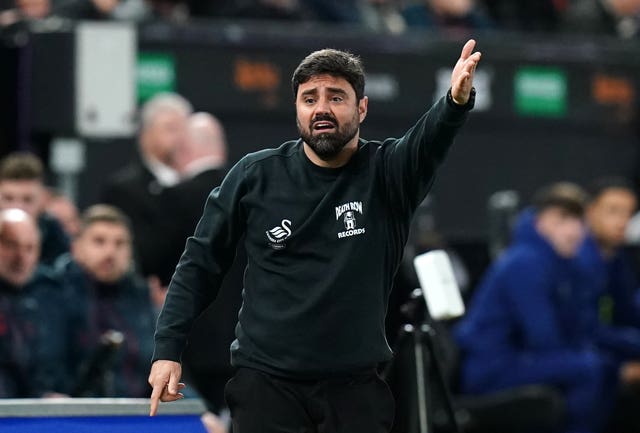 Swansea manager Vitor Matos gestures in frustration