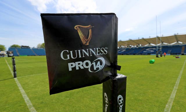 A Guinness PRO14 flag at the RDS Arena