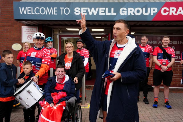 Sir Kevin Sinfield outside Sewell Group Craven Park for the start of the 7 in 7: The Grand Finale 2026 Challenge in Hull