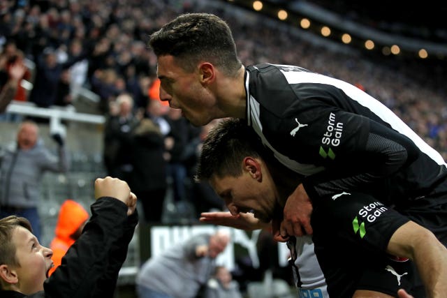 Federico Fernandez celebrated with the fans after scoring Newcastle's winner at home to Southampton