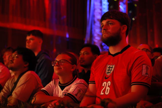 Fans watching England v Mexico