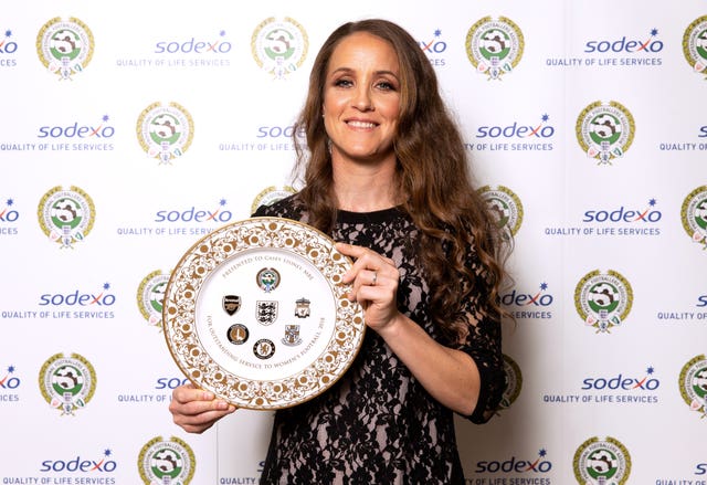 Casey Stoney won the PFA Special Achievement Award plate at this year's PFA Awards