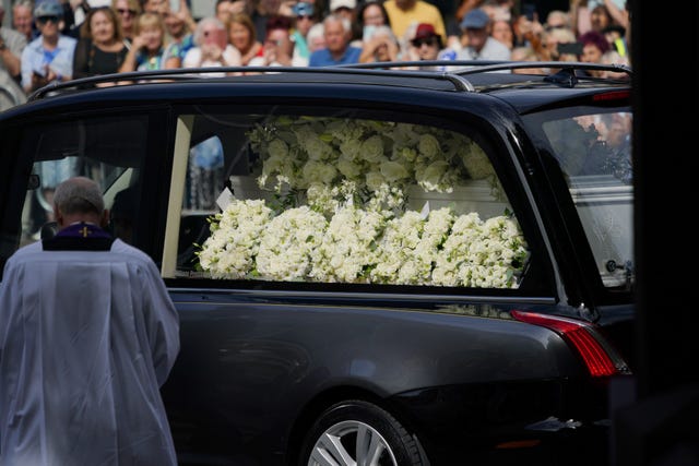 Floral tributes in the hearse