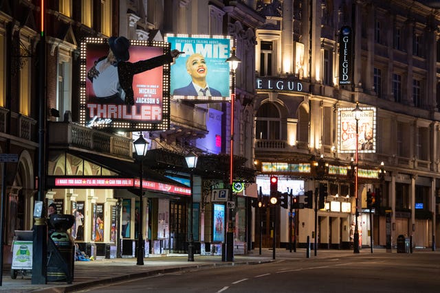 Theatres in Shaftesbury Avenue, London (Dominic Lipinski/PA)
