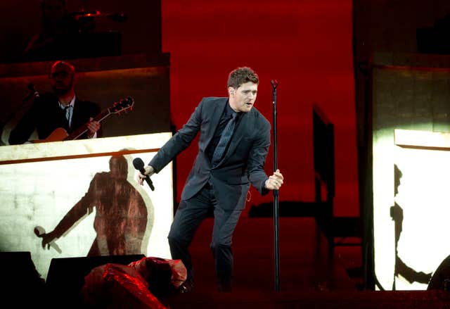 Michael Buble performing in Hyde Park