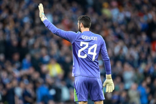 Craig Gordon waves to the crowd after Scotland''s draw with Finland