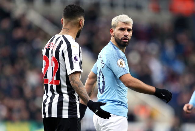 Sergio Aguero, right, was unable to prevent Manchester City falling to a defeat against Newcastle in midweek 