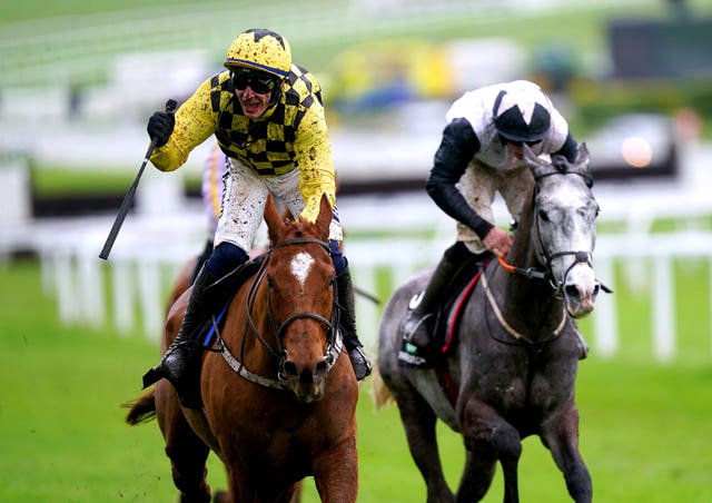 Jockey Paul Townend (left) celebrates on State Man