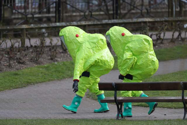 Hazmat suits have been a regular sight in the Wiltshire city since the attack (Andrew Matthews/PA)