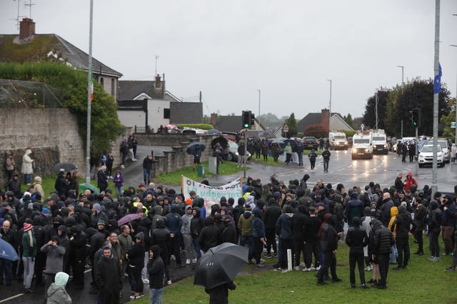 Large groups of people on a road