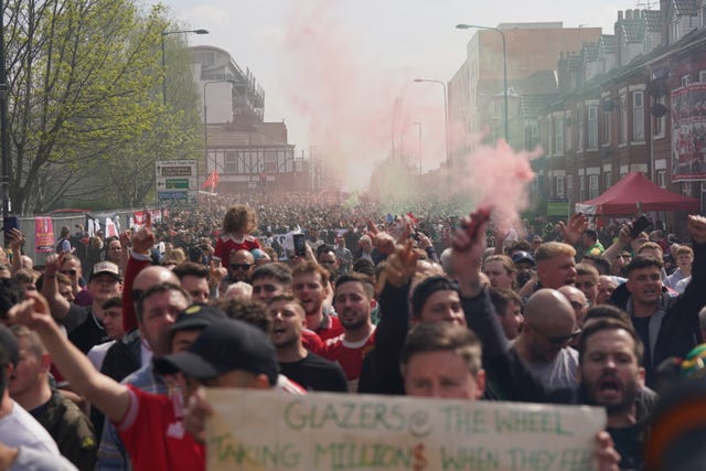 Manchester United fans in a protest against the team's ownership