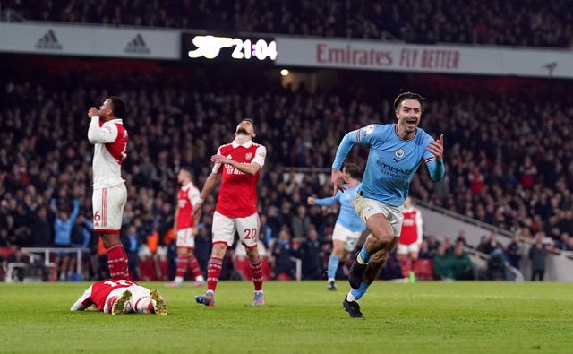 Jack Grealish celebrates Manchester City's second goal