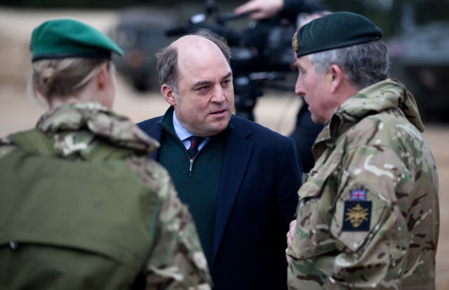 Defence Secretary Ben Wallace talking to troops