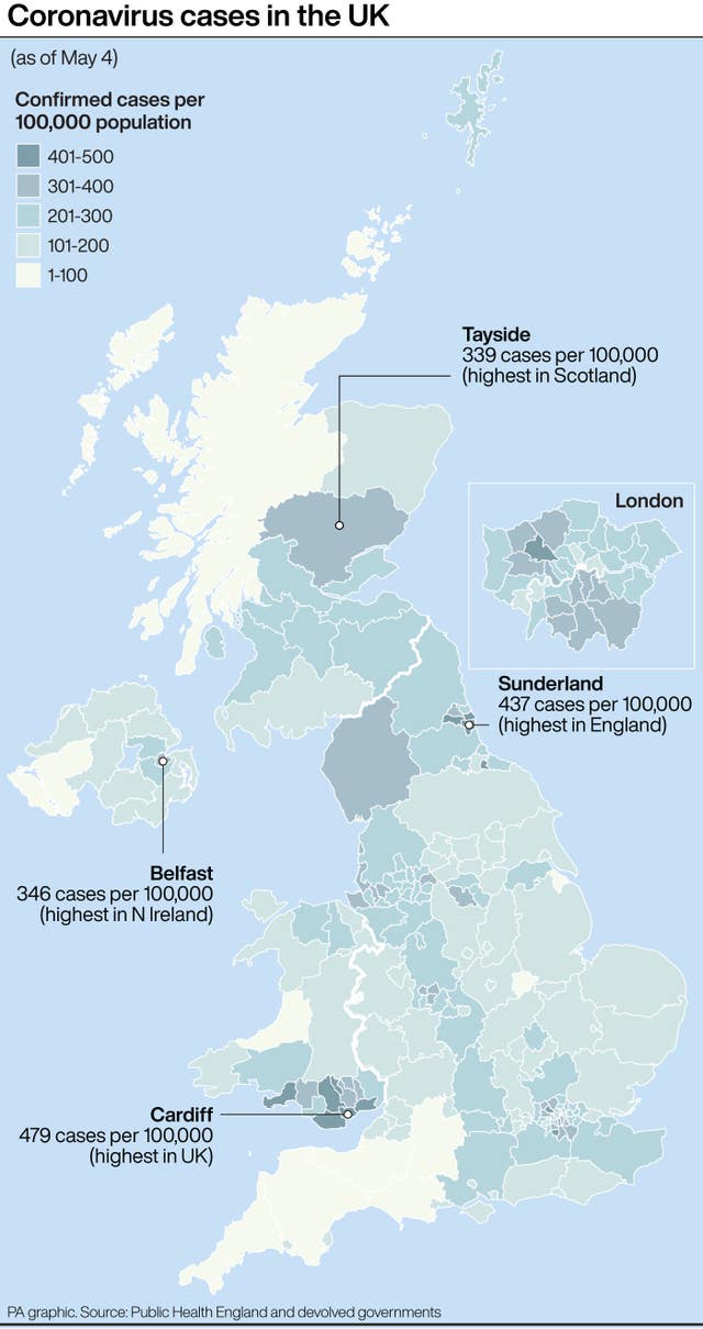 Coronavirus cases in the UK