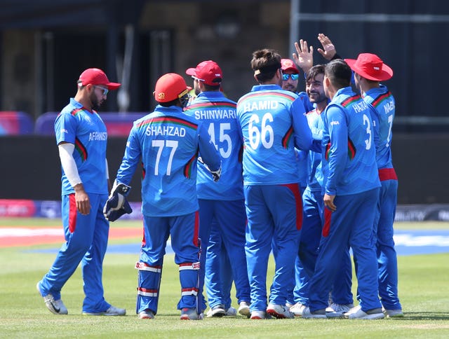 Afghanistan players celebrate (PA)