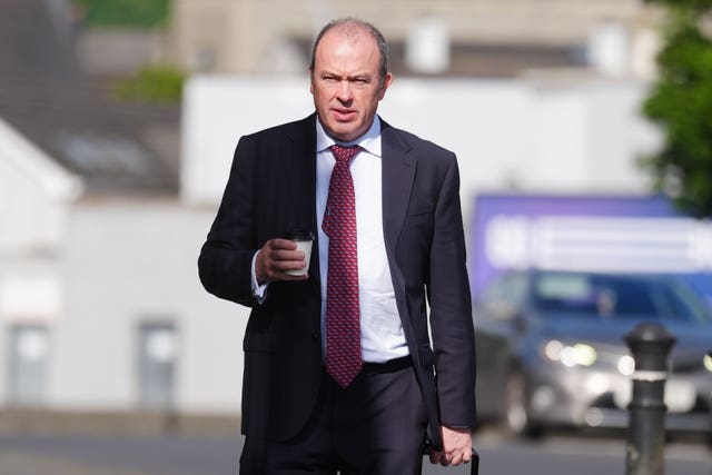 Kieran Vaughan KC, the barrister for Sir Jeffrey Donaldson arriving at Newry Crown Court