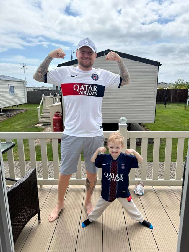 Garry Jackson with his six-year-old son Harry