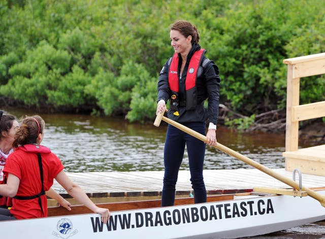 The duchess was beaten by the duke when they took part in a dragon boat race on Prince Edward Island in eastern Canada. John Stillwell/PA Wire