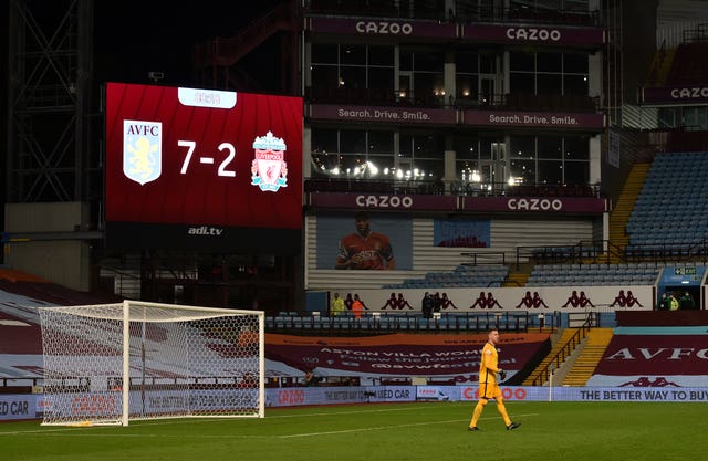 Liverpool were thrashed ay Villa Park 