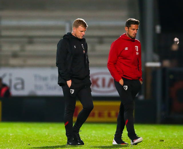 Eddie Howe, left, and his assistant Jason Tindall have accepted significant pay cuts 