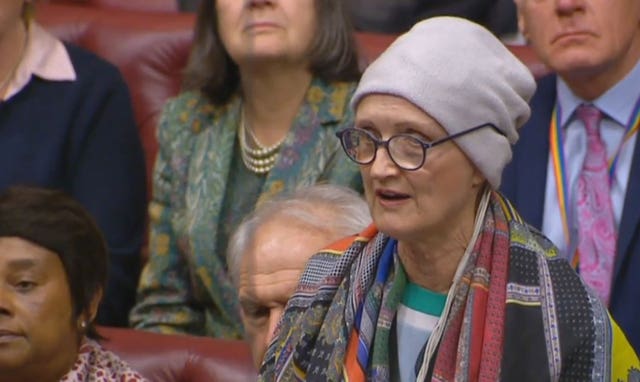 Dame Tessa Jowell speaking in the House of Lords in London, she was diagnosed last May with a high-grade brain tumour known as glioblastoma (PA)