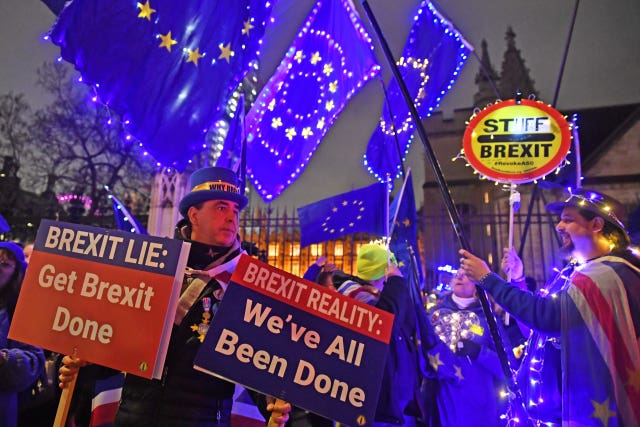 Anti-Brexit protests outside the Houses of Parliament 