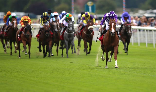 Mums Tipple flies to victory in the Goffs UK Premier Yearling Stakes at York (Nigel French/PA)