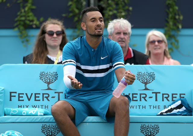 Nick Kyrgios was fined for lewd behaviour at Queen's