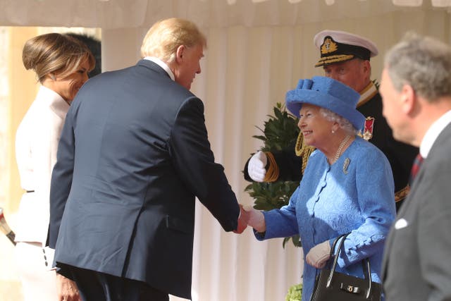 The Queen and Trump shake hands