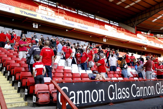 Charlton fans had to wait to leave The Valley row by row in a controlled exit after their League One loss to Doncaster