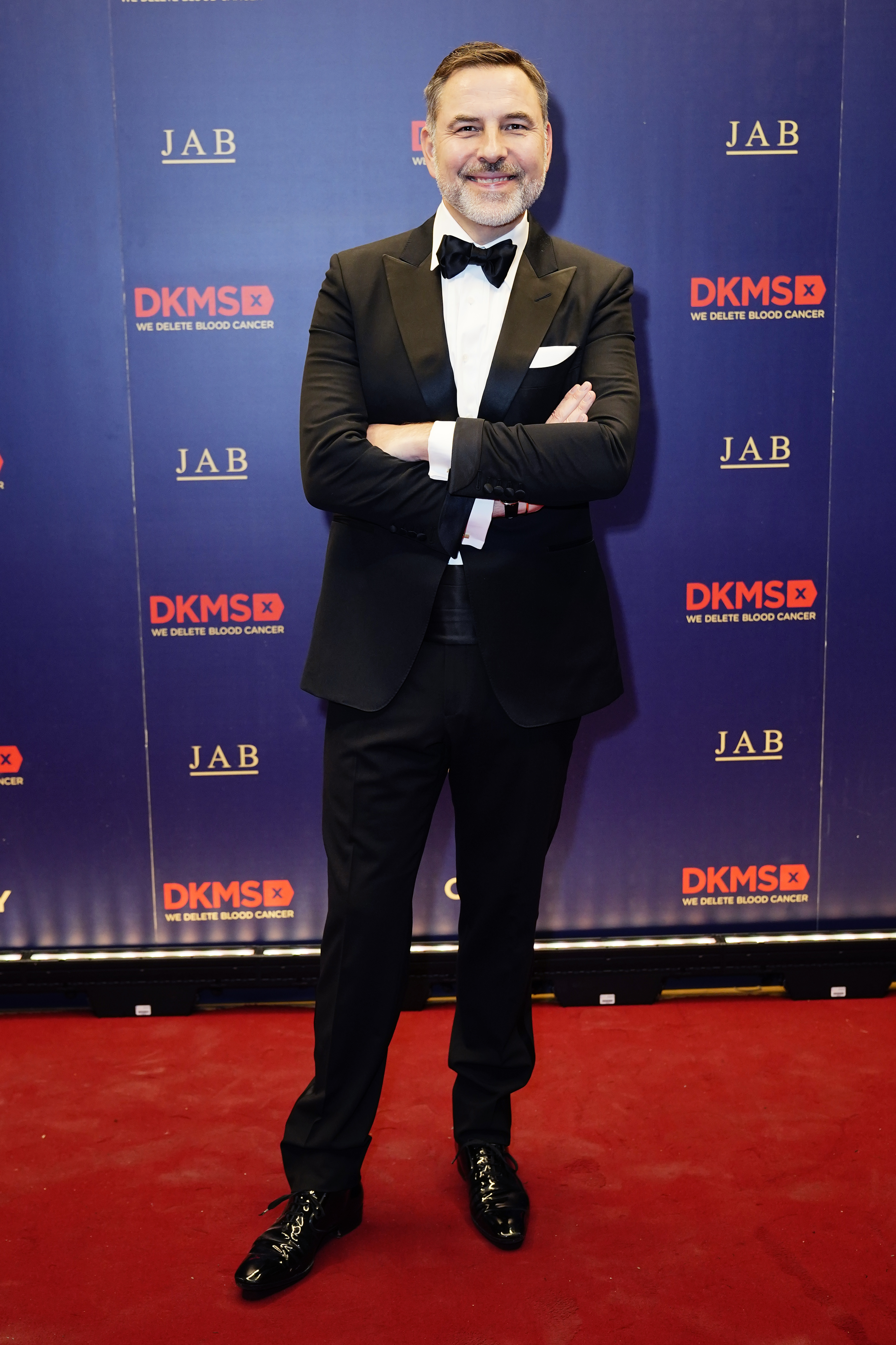 David Walliams smiles for the cameras at a DKMS blood cancer charity fundraising gala in London