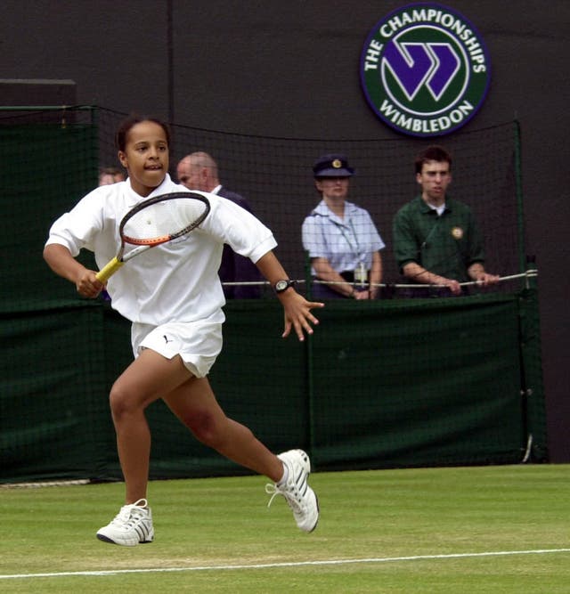 Yasmin Clarke playing at Wimbledon as a junior