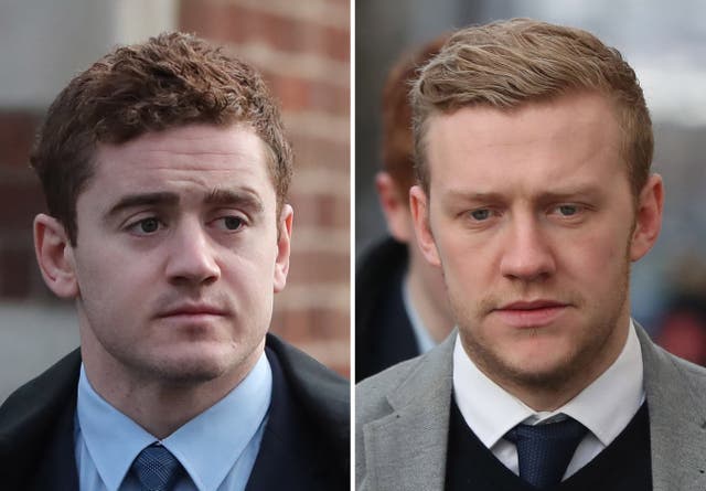 Paddy Jackson and Stuyart Olding went on trial for rape at Belfast Crown Court (Niall Carson/PA)