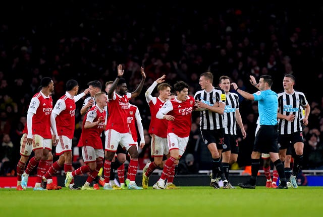 Arsenal players against Newcastle