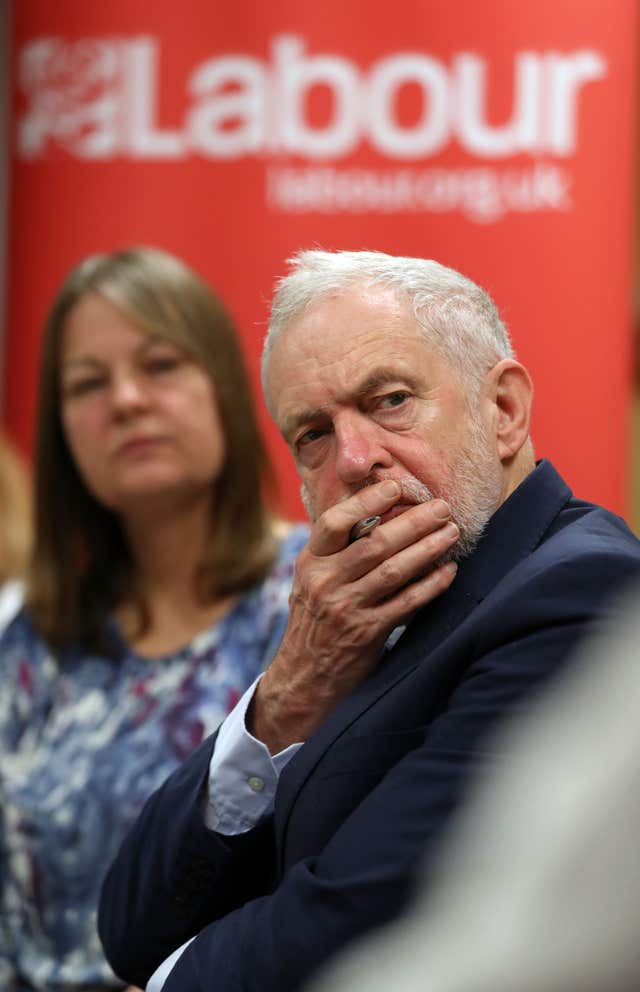 Labour party leader Jeremy Corbyn during a meeting with NHS staff at Park South Community Centre in Swindon. (Andrew Matthews/PA)