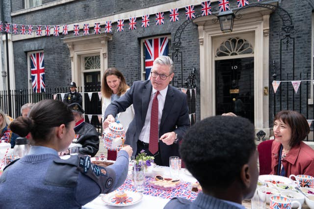 Prime Minister Sir Keir Starmer hosting a VE Day 80th anniversary street party on Downing Street
