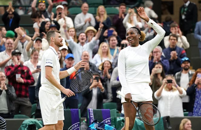 Venus Williams returned to Wimbledon, playing with Jamie Murray in the mixed doubles