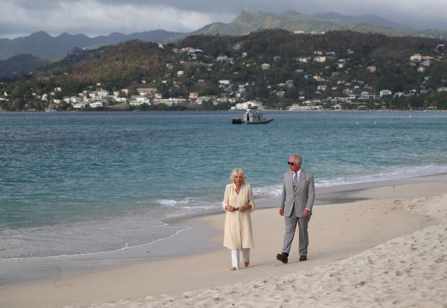 Charles and Camilla on beach