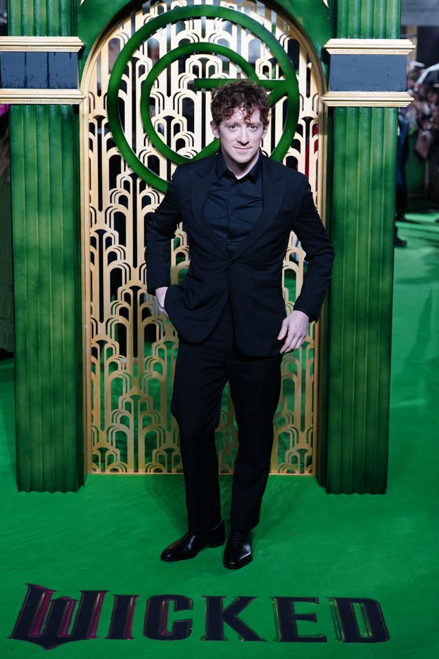Ethan Slater arriving for the UK premiere of Wicked at the Royal Festival Hall, Southbank Centre in London.