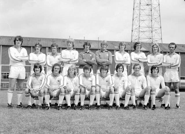 Gordon McQueen (back row, fourth from left) during his time at Leeds