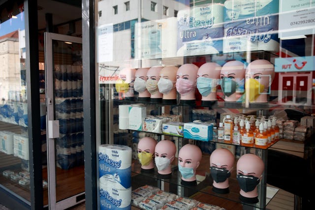 Face masks on sale at a shop