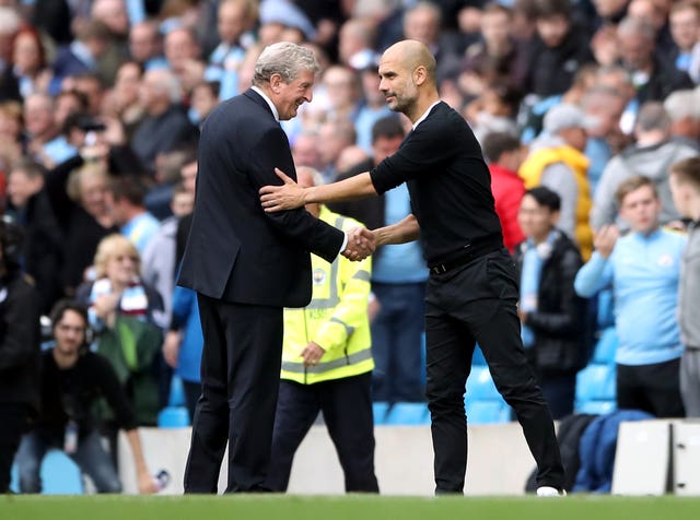 Crystal Palace manager Roy Hodgson (left) got the better of Manchester City earlier in the season (Nick Potts/PA)