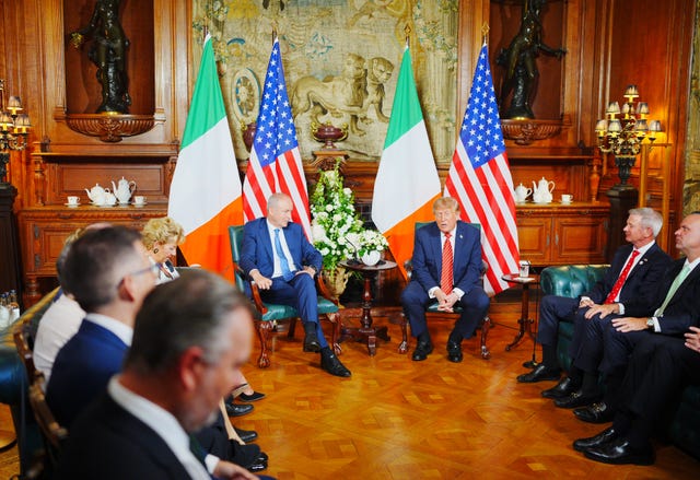 Donald Trump during a meeting with Taoiseach Micheál Martin at Farmleigh House